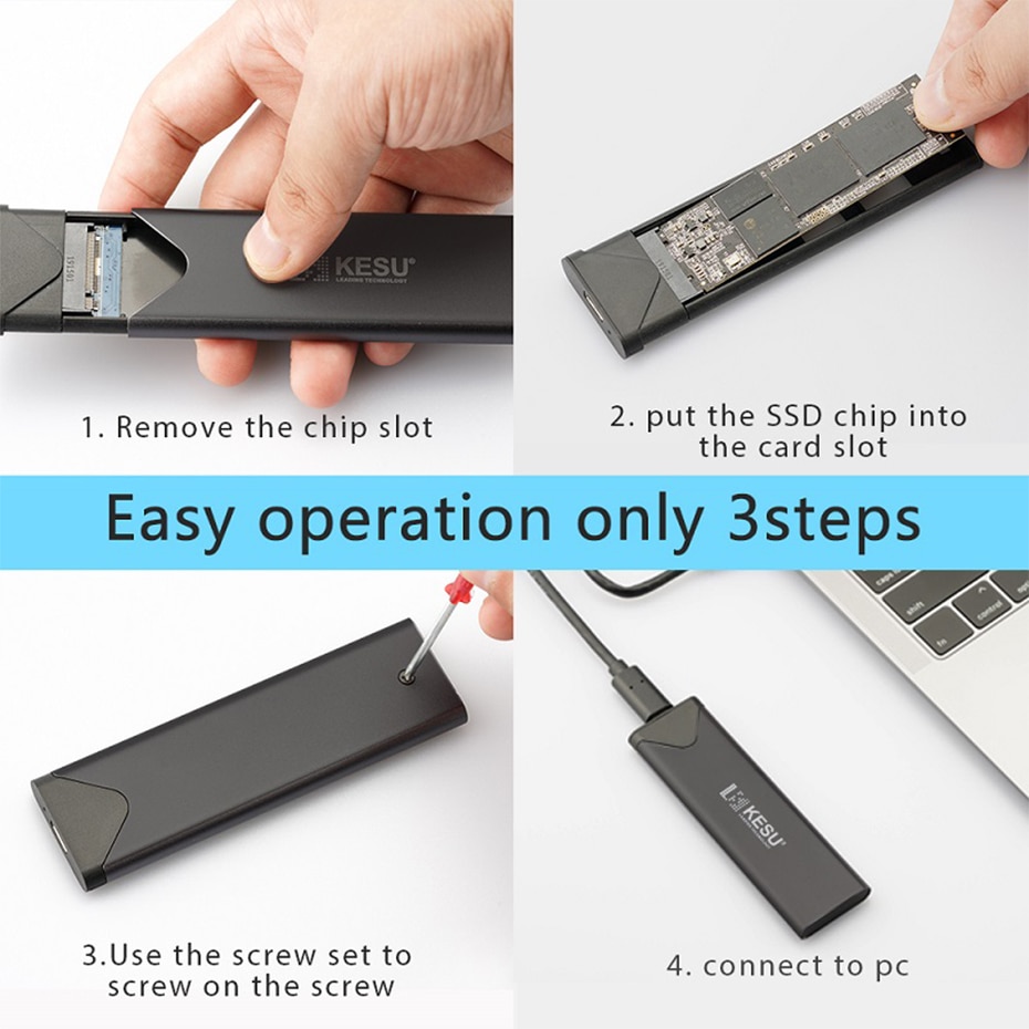 Kesu m .2 ssd cover adapter, usb 3.1 gen 1 (5 gbps)ngff b-key & m + b nøgler harddisk caddy eksternt kabinet til 2242 2260 2280