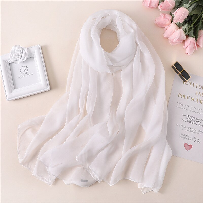 2022 Brand Women Scarf Solid Summer Silk Scarves Lady Shawl Wrap Large Size Beach Stoles Pashmina Foulard Hijab