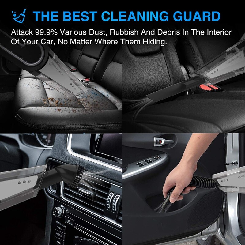 4 in 1 draagbare autostofzuiger met luchtcompressor led-lampje 120w nat- en droogzuiger stofzuiger