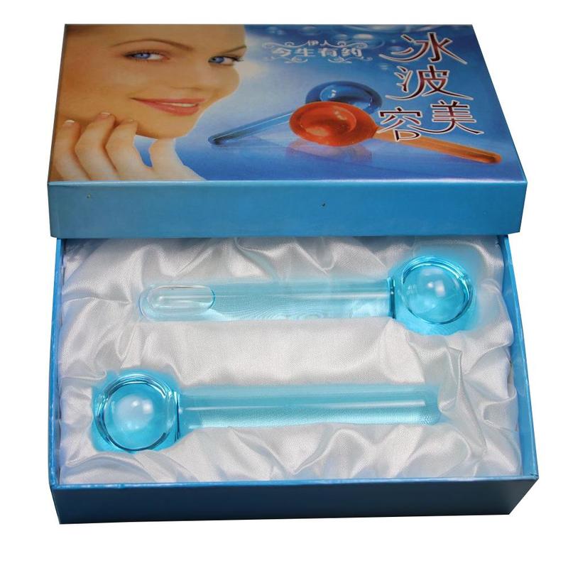 Rodillo de frío para masaje facial y cuello para mujer, bola de cristal antiarrugas cómoda, 2 uds.