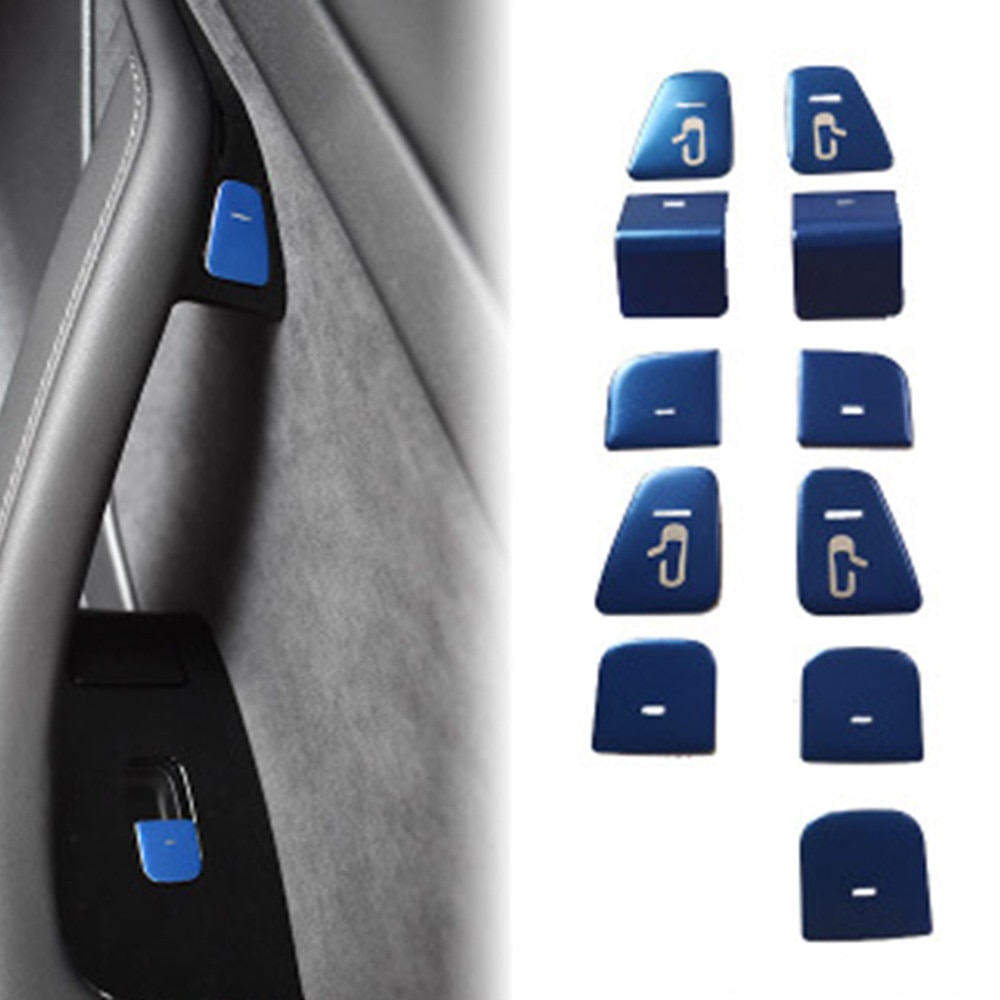Auto raam lift schakelaar knop deur open sticker trim voor tesla model 3 schakelaar knop sticker: Blauw