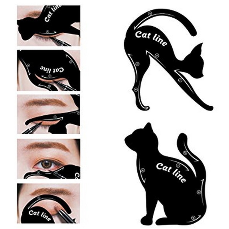 2 Stuks Eyeliner Stencil Oogschaduw Stencils Makeup Beauty Kat Eyeliner Shaper Template Tool HTML1