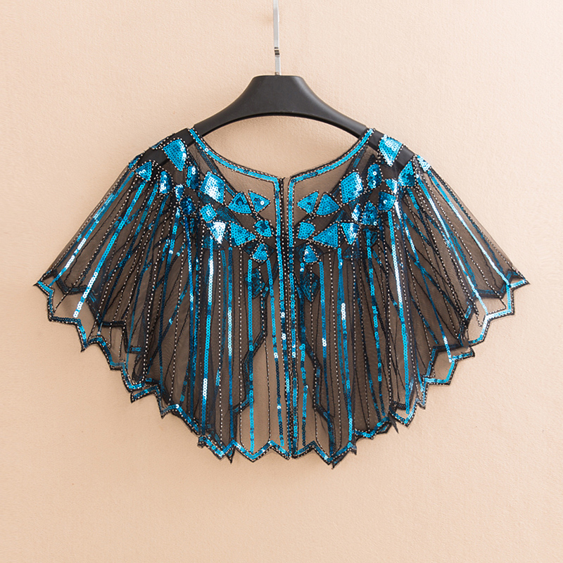 Châle de mariée , 16 couleurs, enveloppe en dentelle noire, boléro Cape courte pour femmes, paillettes scintillantes, veste d'été en dentelle noire