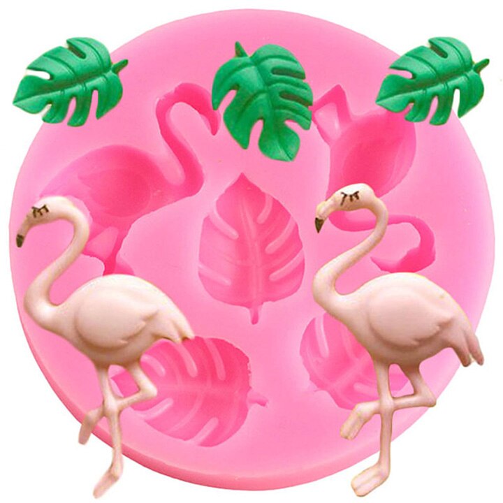 Moule en Silicone flamant rose, fleur, tortue, feuille, chocolat, Fondant, fête d&#39;été, outils de décoration de gâteaux, résine, argile: CD426