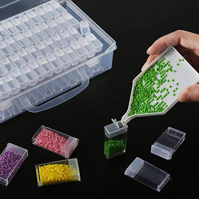 Stenen opbergaccessoire 56/64 roosters opbergdozen displaybox diamant schilderij kruissteek hars strass kralen container: 64 met xiao baipan