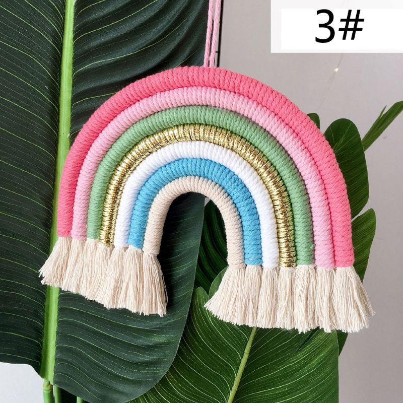 INS Nordic Hand-geweven Regenboog Tapestry Boho Rainbow Tassel Muur Opknoping Ornamenten Kinderkamer Decoratie Windgong Foto Props: 3