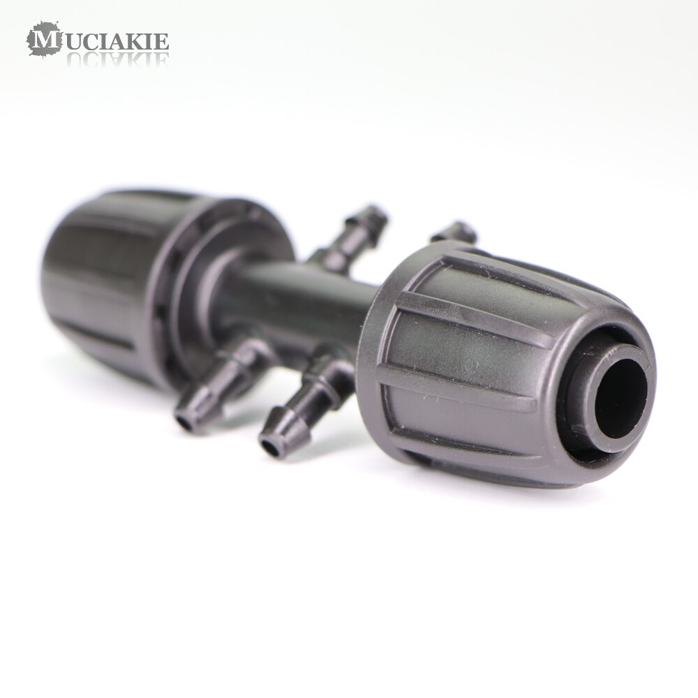 MUCIAKIE-conector de tubería de 16mm a 4/7mm, adaptador de agua de riego de jardín, 6 vías, tubo de polietileno a juntas de conector de micromanguera de 1/4 pulgadas