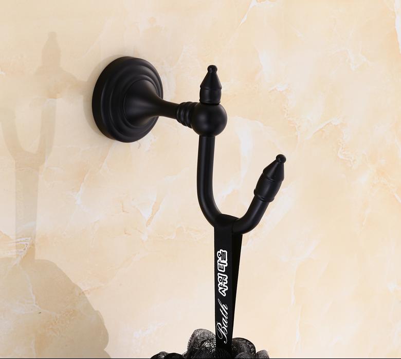 Europa Antieke Zwarte Olie Massief Messing Badkamer Hardware Set Badhanddoek Rack Badkamer Antieke Europese Plank Brons Hardware Set: HLBN