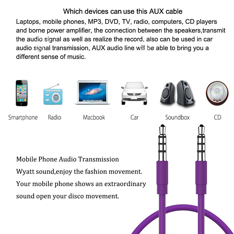 JianHan 4 Poles Aux Cable Audio Jack 3.5 mm for Car Headphone Beats Aux Speaker