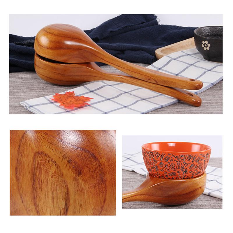 Cuchara para agua de madera, vajilla para Catering, utensilios de cocina de madera, cuchara de madera Natural, cuchara para sopa, cuchara de avena para restaurante casero