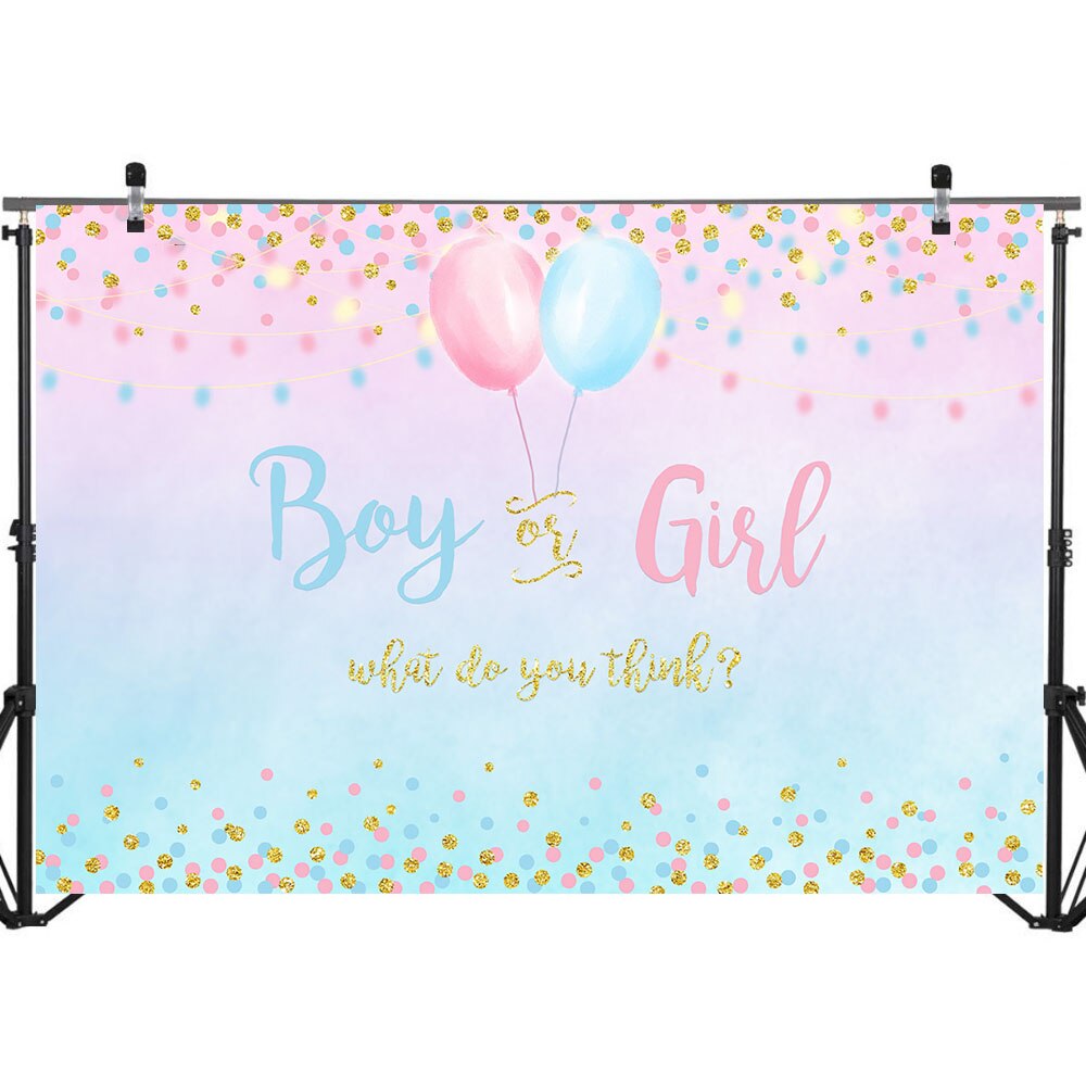 NeoBack Junge oder Mädchen Geschlecht Offenbaren Hintergrund Blau Rosa Punkte Ballon Fotografie Hintergrund Baby Dusche Party Banner Kulissen