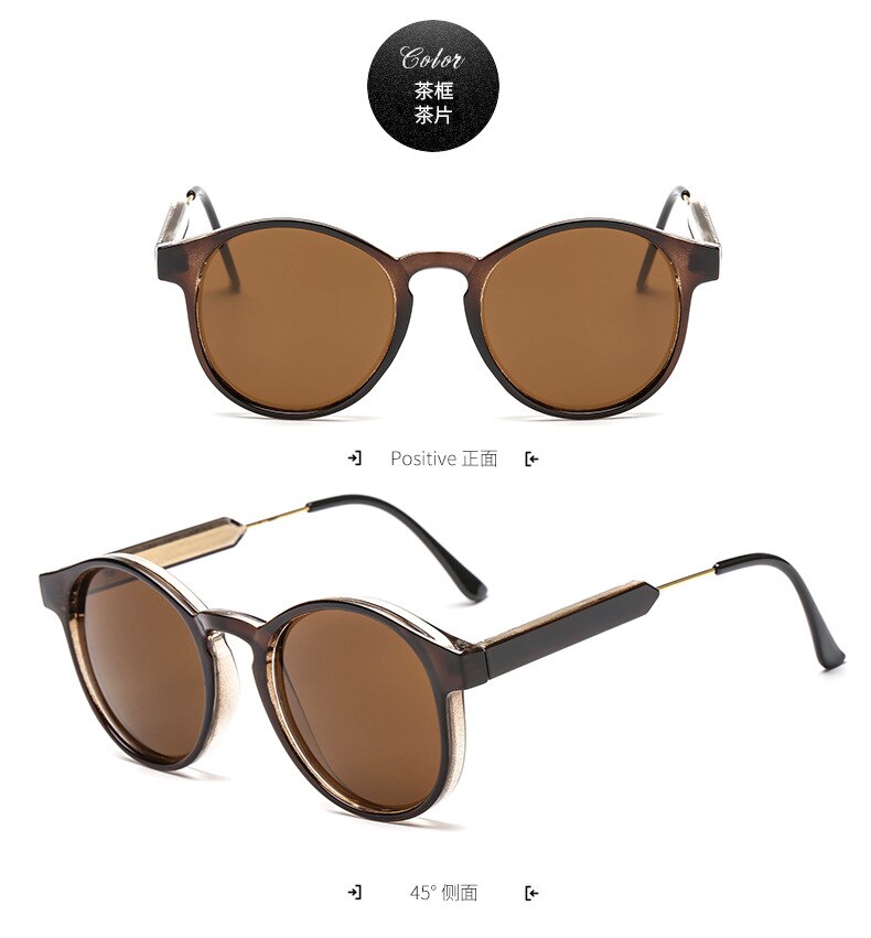 Europæisk og amerikansk trend big frame solbriller til kvinder retro briller personlighed runde solbriller: Y6