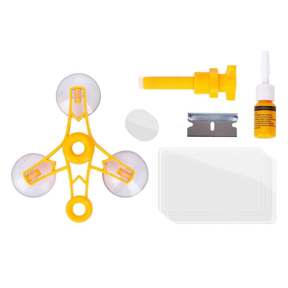 Auto voorruit reparatie gereedschap diy raam reparatie gereedschap 3ml voorruit glas krassen barst herstellen raam scherm hars + mes + strips: C