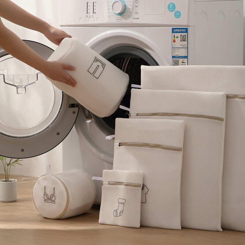 Laundry Bag Thickened Beige Honeycomb Mesh Fabric Laundry Bags Ball Underwear Socks Suits Clothes Washing Cleaning Net Bag