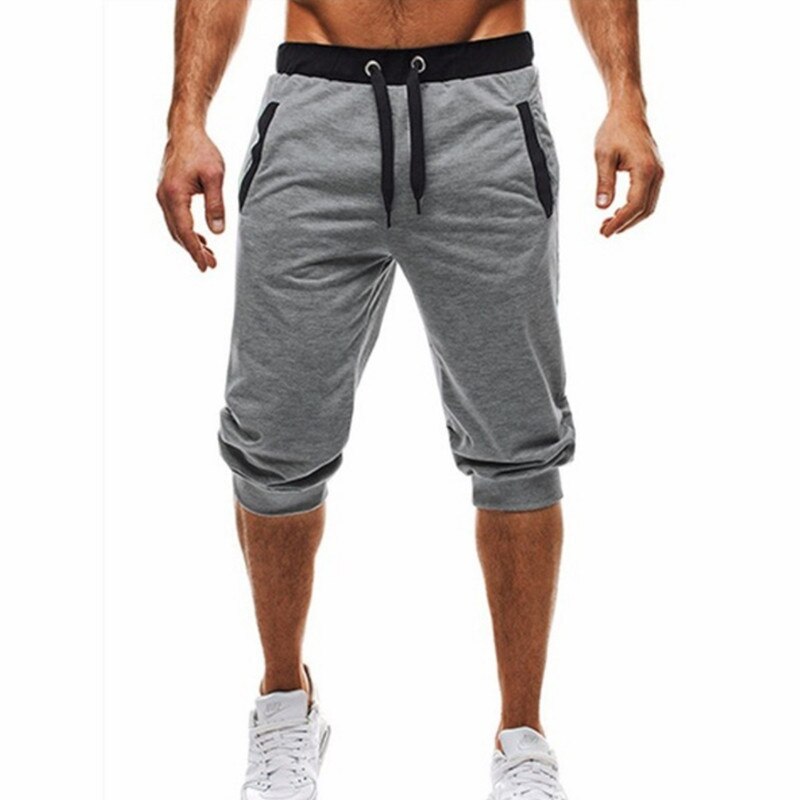 Shorts mænd sommer fritid knælange shorts farve patchwork joggers korte sweatpants bukser mænd bermuda shorts: Lysegrå / L