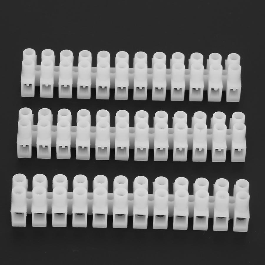 3PCS PA10H-12P White 12 Way Screw Terminal Block Electrical Wire Connection Terminal Blocks