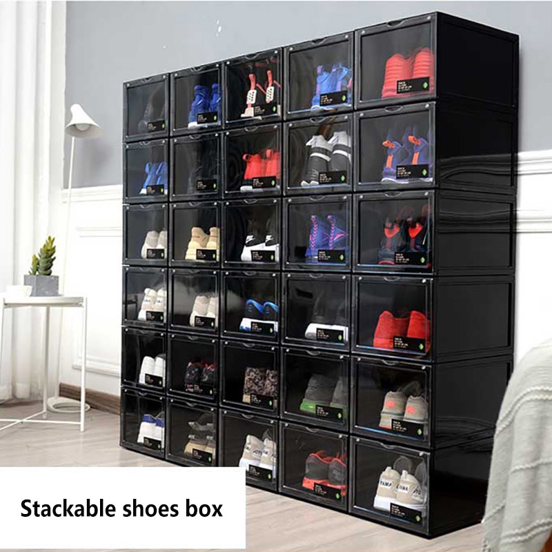 Baffect 1 pak transparante schoenendoos plastic schoenendoos organizer voor schoenenblikhouder  eu46 sportschoenen stapelbaar schoenenrek