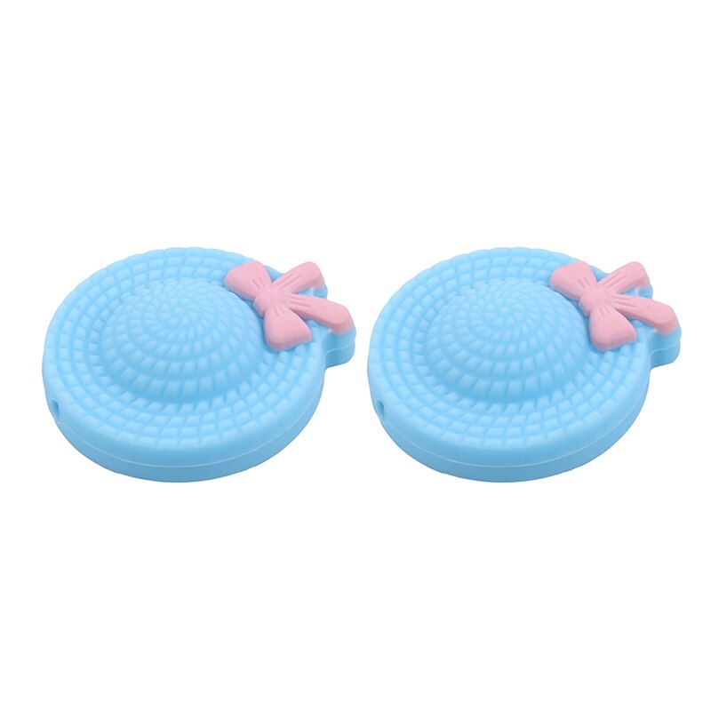 5Pc Baby Ketting Tanden Gel Leuke Boog Cap Baby Siliconen Slijpen Kralen Diy Sieraden Accessoires Baby Kauwen Speelgoed bijtring: blue