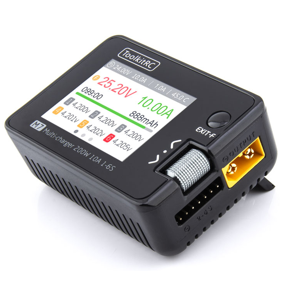 ToolkitRC M7 200W 10A DC cargador/descargador de equilibrio adaptador ADP100 (UE/EE. UU.) para batería Lipo LiHV LiFe Lion RC 1-6S
