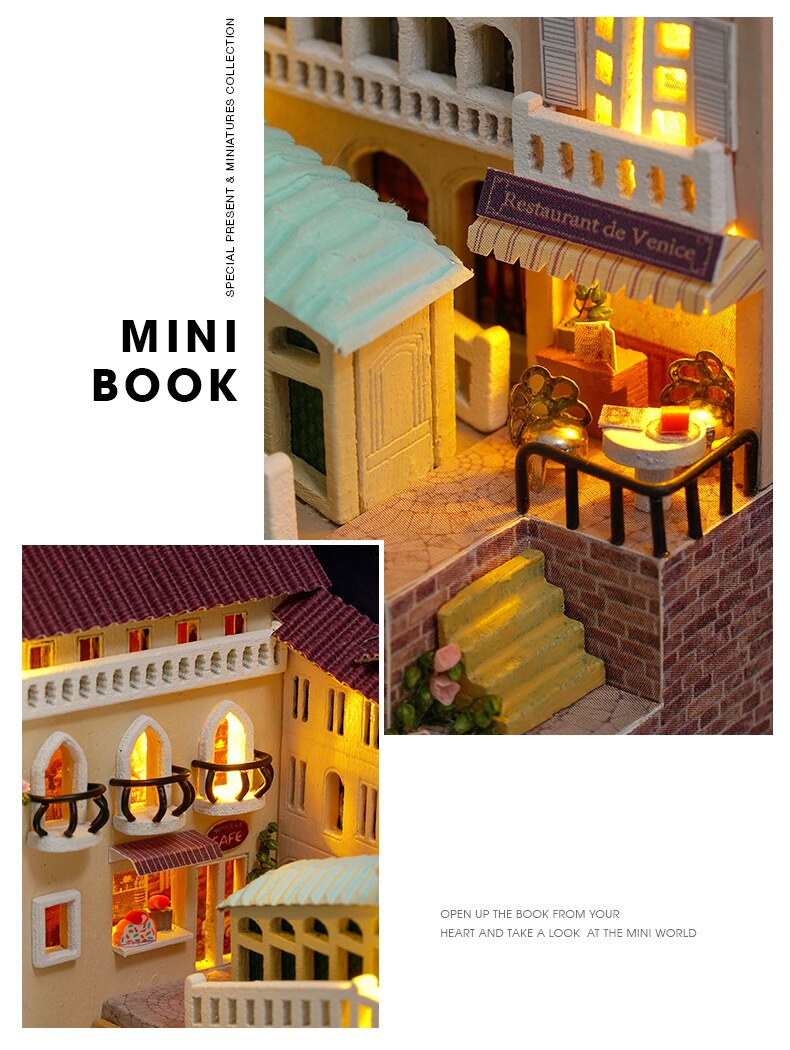 3D Mini Landschap Miniatuur Huis Water Stad Dagboek Air Ballon Handgemaakte Diy Speelgoed Voor Kinderen Meisjes Kerstcadeau Art thuis