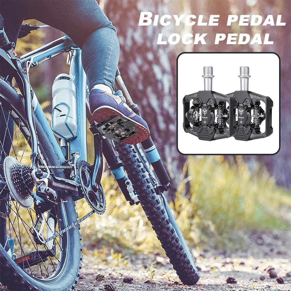 Gemage-Pedal de bloqueo de bicicleta 2 en 1, accesorio de bloqueo de rodamiento sellado antideslizante, para sistema SPD, MTB y carretera
