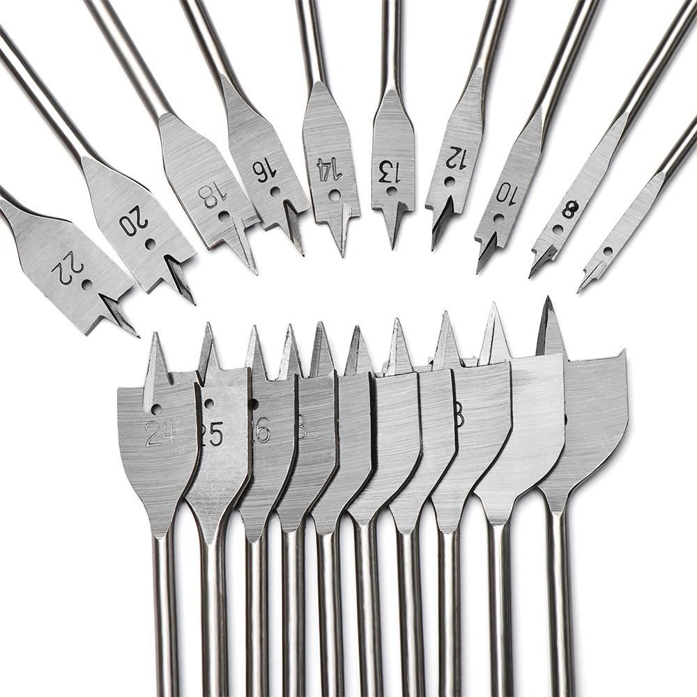 Juego de brocas planas de acero de alto carbono para madera, herramienta de carpintería duradera, Multifun-centional, 6-50mm