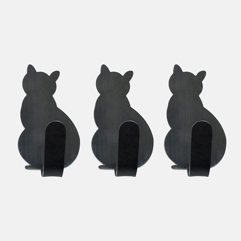 Zelfklevende Haken Kat Vormige Opslag Houder Voor Badkamer Opknoping Deur Kleren Handdoekhouders Keuken Sleutel Hanger Haak Op Muur: 3pcs-A