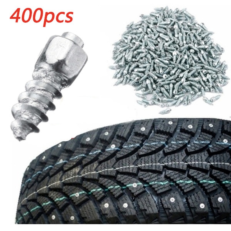 400PCS Tire Stud Screws Snow Anti-Slip Anti-ice Spikes for Auto Motorcycle Bike with Tool Car Tire Studs