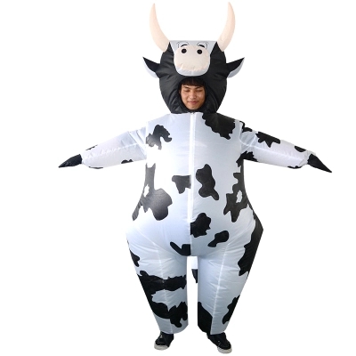 Disfraz de vaca inflable divertido para adulto, disfraz de vaca, disfraz de Mascota, disfraz de Halloween, 150 cm-200 cm: Marrón