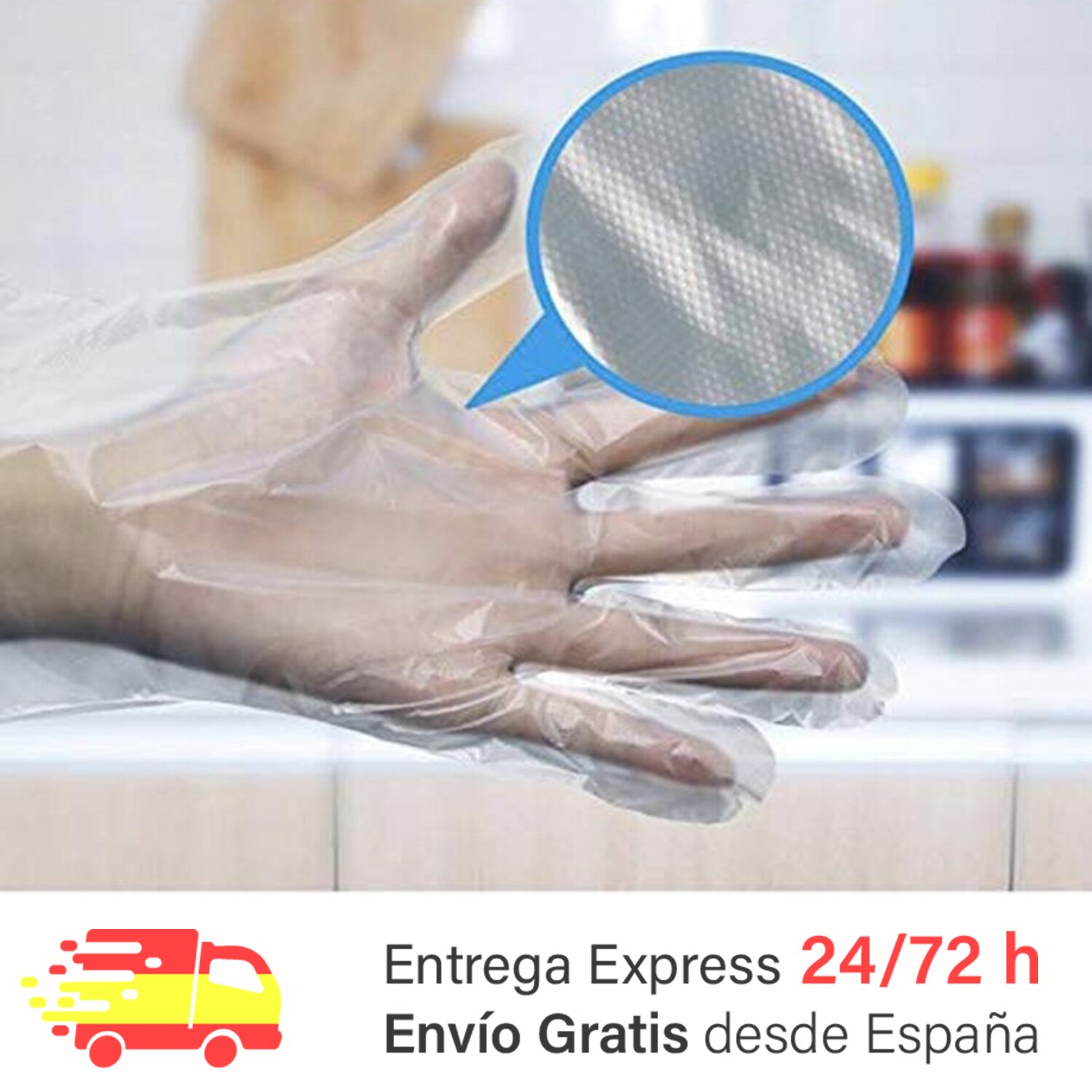 x1000 Guantes desechables de plástico para preparación de alimentos fruta y verdura, para cocina, restaurante.