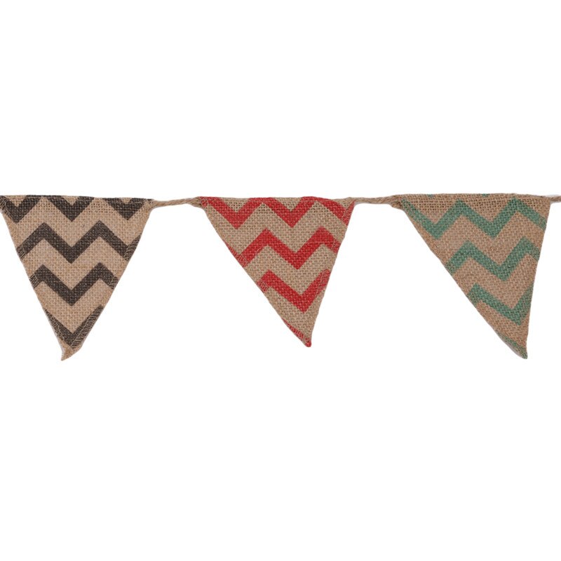 Mini Triangle Wavy Bunting Banners Burlap Jute Flags Christmas Wedding Party Hanging Decoration Bunting Banners