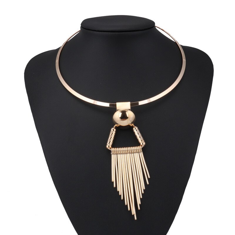 Persoonlijkheid Zilveren Geometrische Kwastje Kraag Ketting Vrouwen Verklaring Ketting Gold Choker Punk Overdreven Sieraden Vrouwen Choker: gold