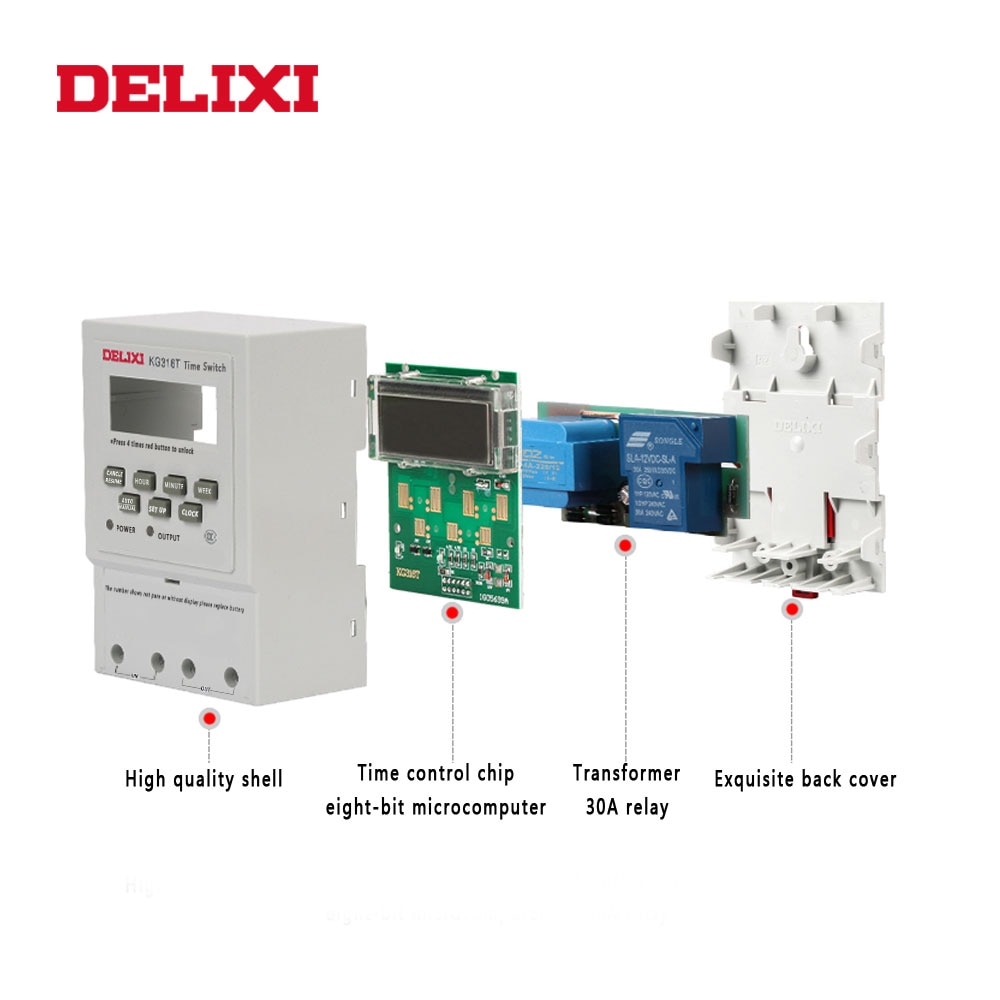 Delixi timerstyrning ac /dc 12v digital lcd ström veckovis 7 dagar mikrodator timer strömbrytare relä med din skenfäste