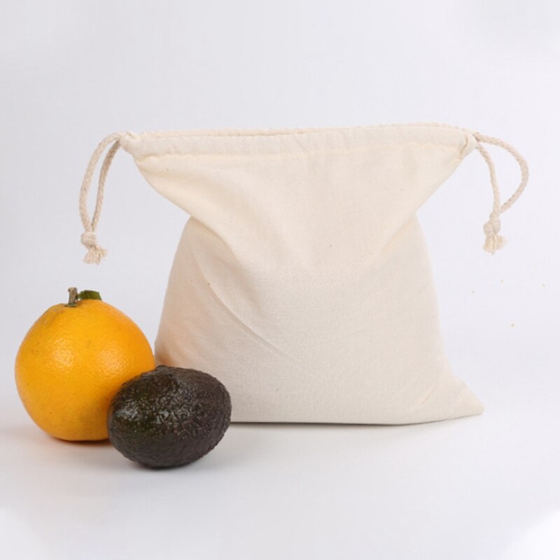 A Set of 6, Double Drawstring Cotton Bag, Rice Flour Bag, Vegetable and Fruit Shopping Bag, Supermarket Shopping Bag