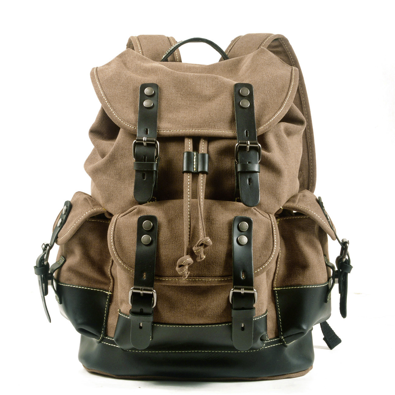 Ombro ao ar livre dos homens saco de estudante casual mochila de viagem de grande capacidade saco de escalada de couro de lona: Luz amarela