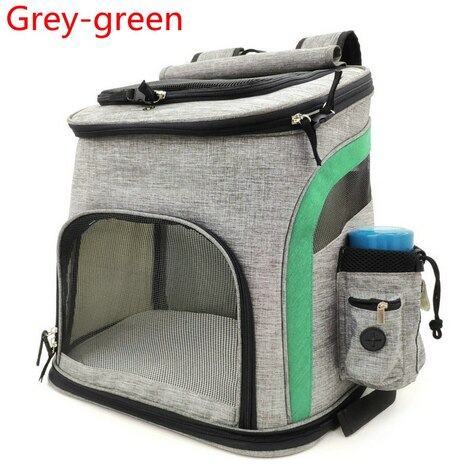 Bolsa de malla para perros, mochila transpirable para perros, bolsa de transporte para gatos de gran capacidad, bolsa de transporte para mascotas Oxford, bolsa de transportador de tela: Grey-green