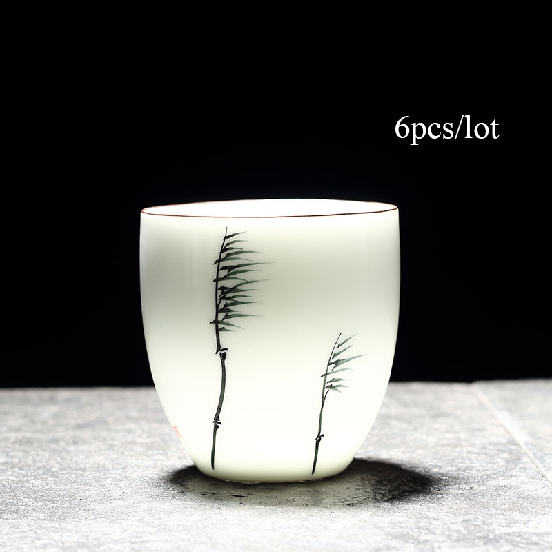 TANGPIN 6 pcs traditionele keramische kopje thee handgeschilderd sets van 6 cups chinese kung fu cup porselein Theekopjes sets drinkware 150ml: Style D