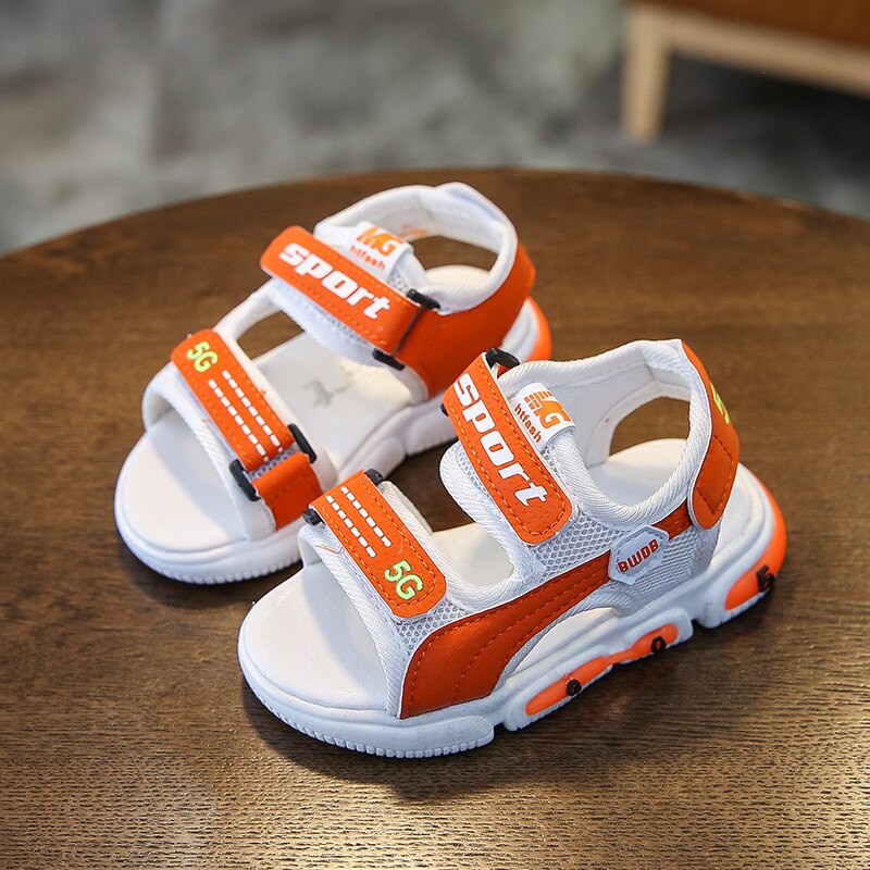 Børnesko sommer børne & #39 ;s blinkende sandaler drenge& #39 ;s og piger blød bund strandsko baby glød børn & #39 ;s sandaler: Orange / 26- indersål 16.5 cm