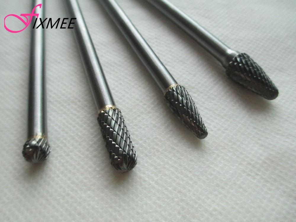 Fixmit outils électriques à haute efficacité, fraises rotatives, tige de 1/4 pouces de Long, ensemble de carbure à Double coupe