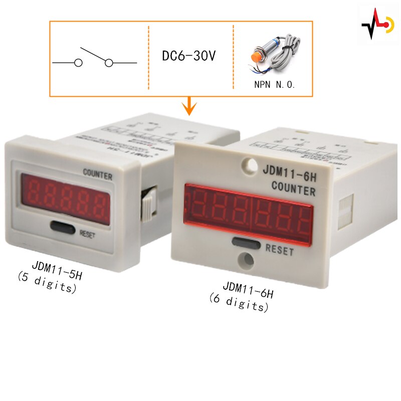 Digitale Zähler JDM11-5H/6H DC 6-36V AUF/OFF NPN Sensor Schalter Eingang 5/6 Ziffern elektronische Arbeits Power DC12/24/36 AC110/220