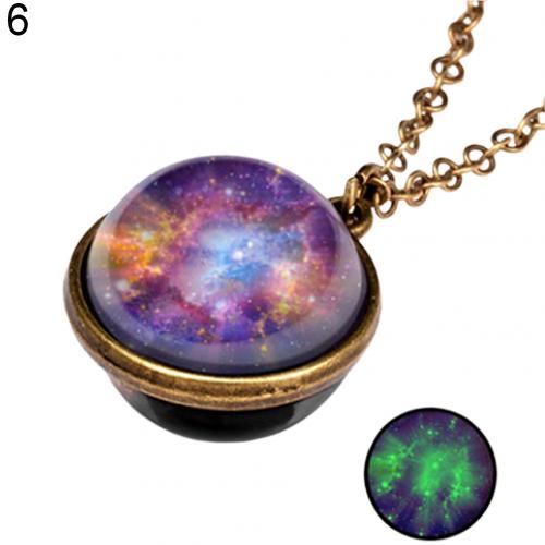 Unico Luminoso Universe Galaxy Pianeta Collana In Vetro di Glow In The Dark Cosmic Pendente Della Collana Della Sfera per Unisex Dei Monili Dell'annata: 6