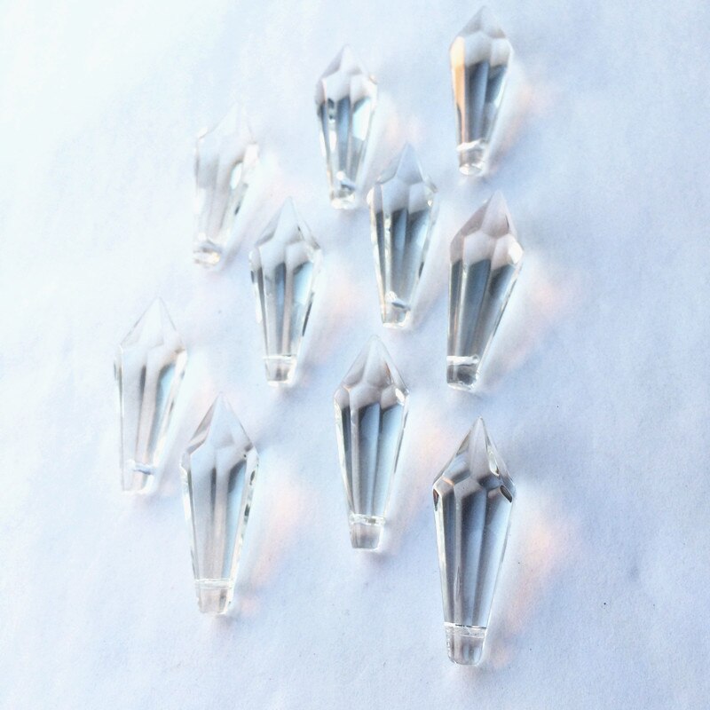 10 stk/parti 37mm klare lysekrone tilbehør glass krystaller glass lampe prismer deler u-istapel dråper hengende anheng+frie ringer