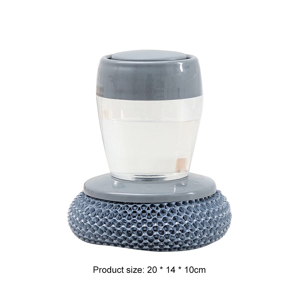 Soap Dispensing Palm Brush with Storage Tank Steel Wire Ball Dish Pot Cleaning Scrubber Brush Kitchen Accessories: A