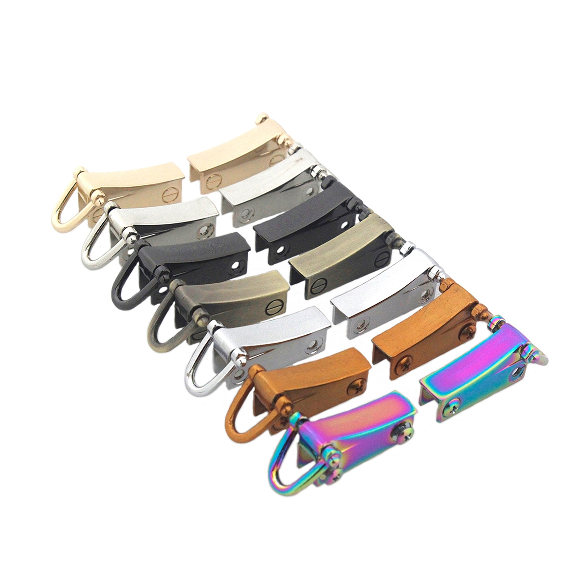 1 paio di morsetti per ganci per tasselli per ancoraggio laterale per borsa in metallo hardware per collegamento di ancoraggio per bordo laterale con anelli a D per tracolla per borsa