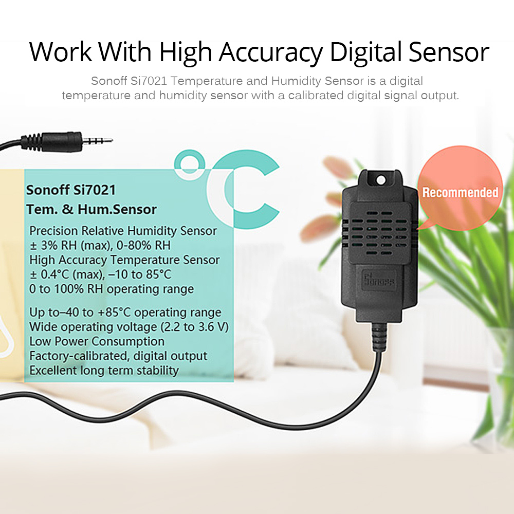 Ankomster høj nøjagtighed sonoff sensor  si7021 temperaturfugtighed sensor sonde monitor modul til sonoff  th10 og sonoff  th16