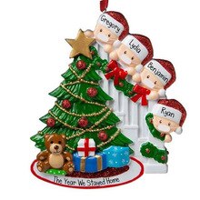 Bricolage nom salutations PVC père noël famille pendentif de noël famille noël arbre décoration boule ornement: Family of 4