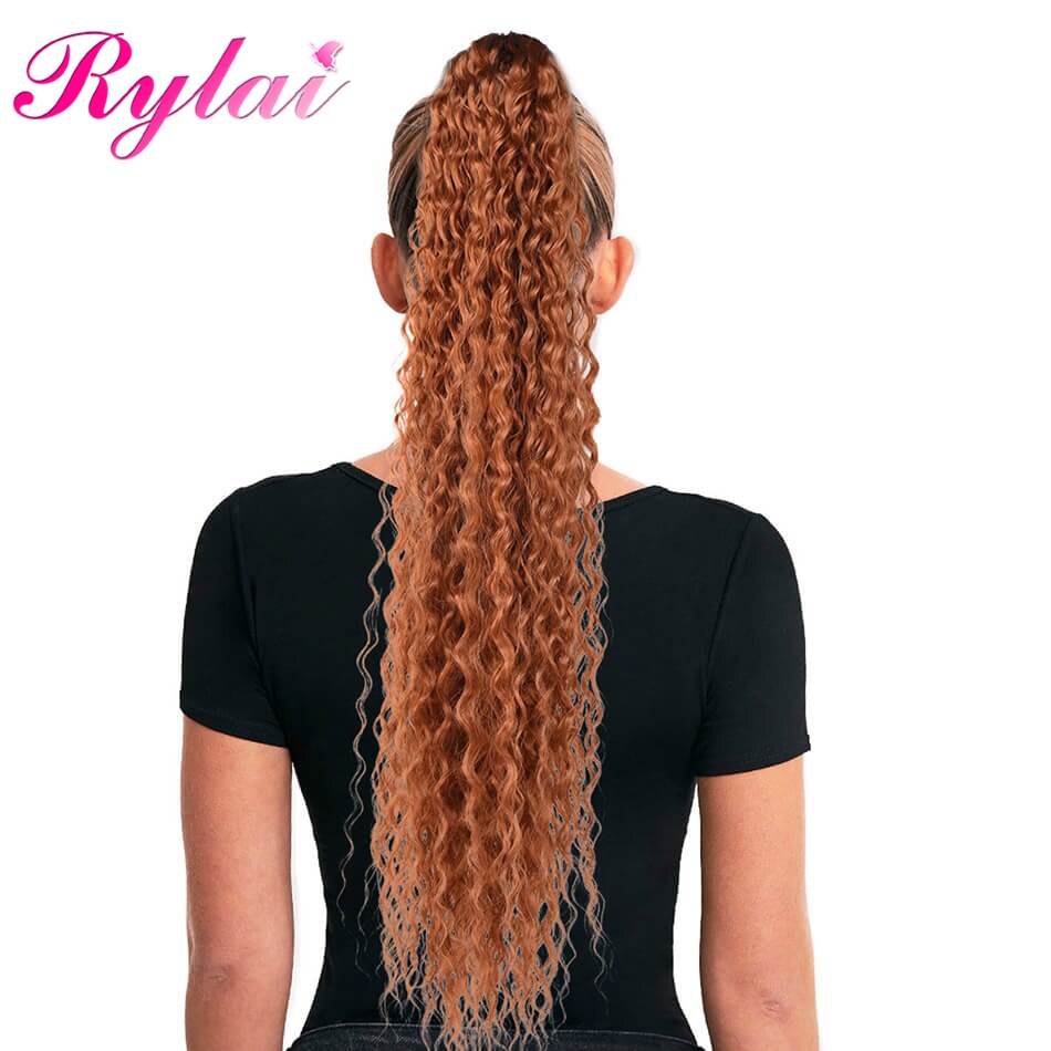 Ponytail Extensions With Clip In Hair Extensions Synthetic Drawstring Ponytail For Women Pony Tail Hair Extensions By RYLAI: T2-30