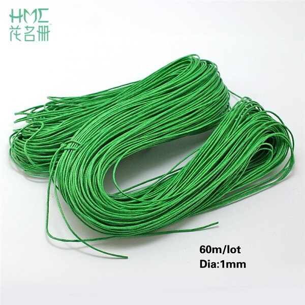 60m/lot 1mm Thread Cotton Waxed Cord String Strap Necklace Bead Rope for Sewing DIY Necklace Bracelet Jewelry Making: Green