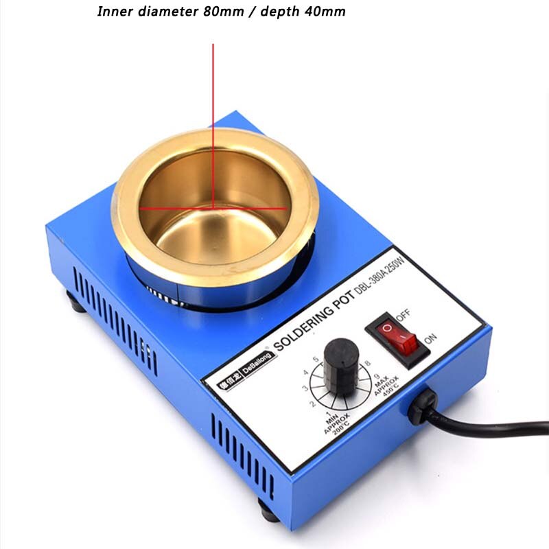 Lead free tin melting furnace debolong small tin furnace titanium alloy melting pot 80 mm wire head tin plating 250 W tin furnac