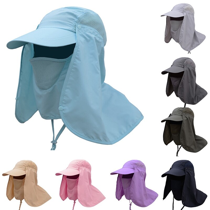 Sun Hat Sun Caps Flap Hats Summer Men Women Sun Visor Cap Folding Removable Neck Face Mask Head